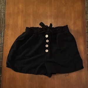 Black Buttoned Women's Shorts